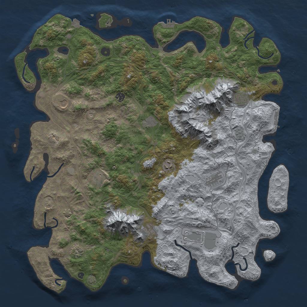 Rust Map: Procedural Map, Size: 5000, Seed: 2222222, 19 Monuments
