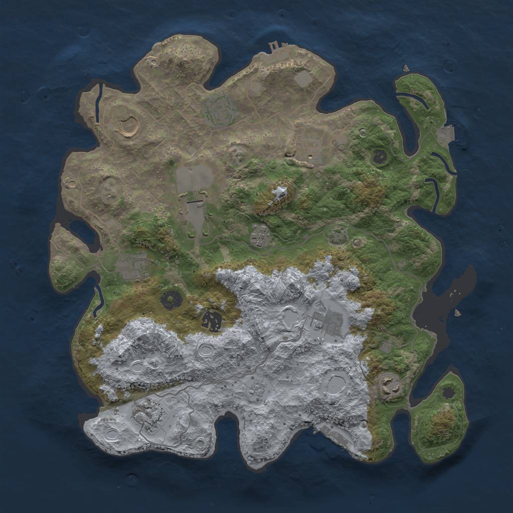 Rust Map: Procedural Map, Size: 3700, Seed: 45616, 17 Monuments
