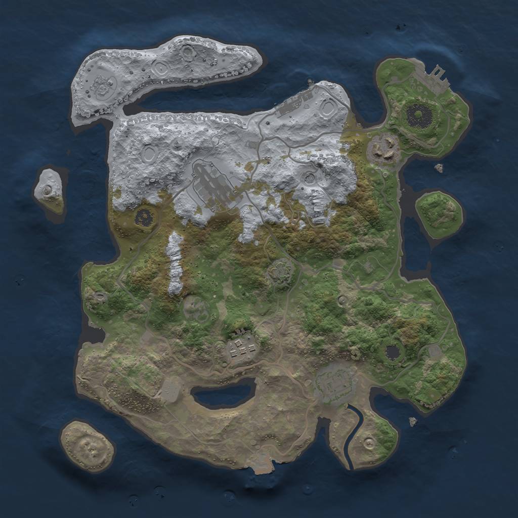 Rust Map: Procedural Map, Size: 3000, Seed: 21552, 12 Monuments