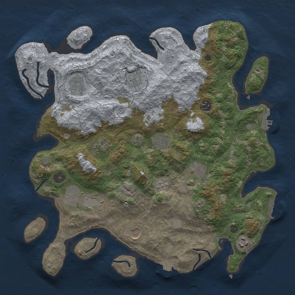 Rust Map: Procedural Map, Size: 3850, Seed: 485999095, 18 Monuments