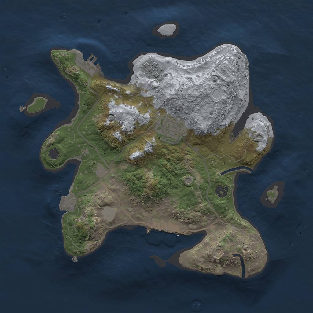 Rust Map: Procedural Map, Size: 2500, Seed: 838287110, 7 Monuments