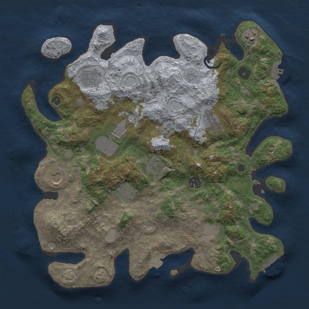 Rust Map: Procedural Map, Size: 3750, Seed: 690423479, 18 Monuments
