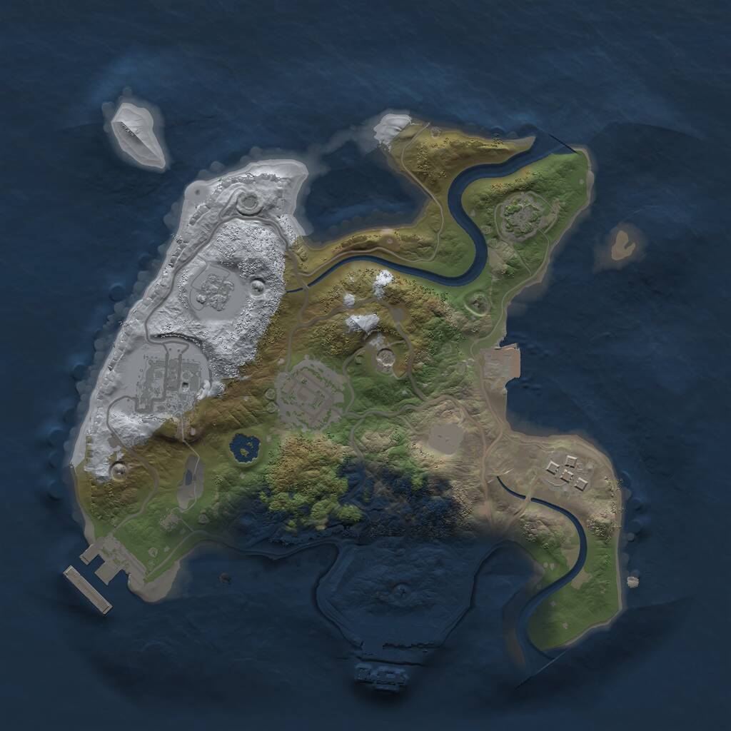 Rust Map: Procedural Map, Size: 2500, Seed: 206330980, 9 Monuments