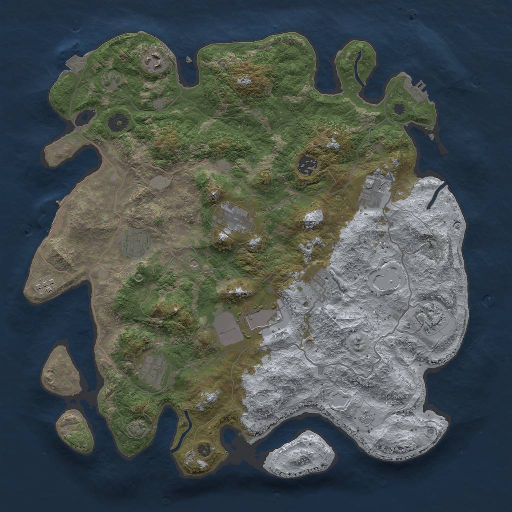 Rust Map: Procedural Map, Size: 4000, Seed: 590776604, 18 Monuments