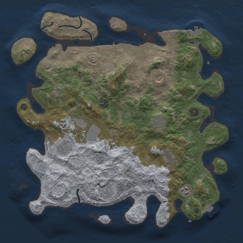 Rust Map: Procedural Map, Size: 4000, Seed: 18575, 18 Monuments