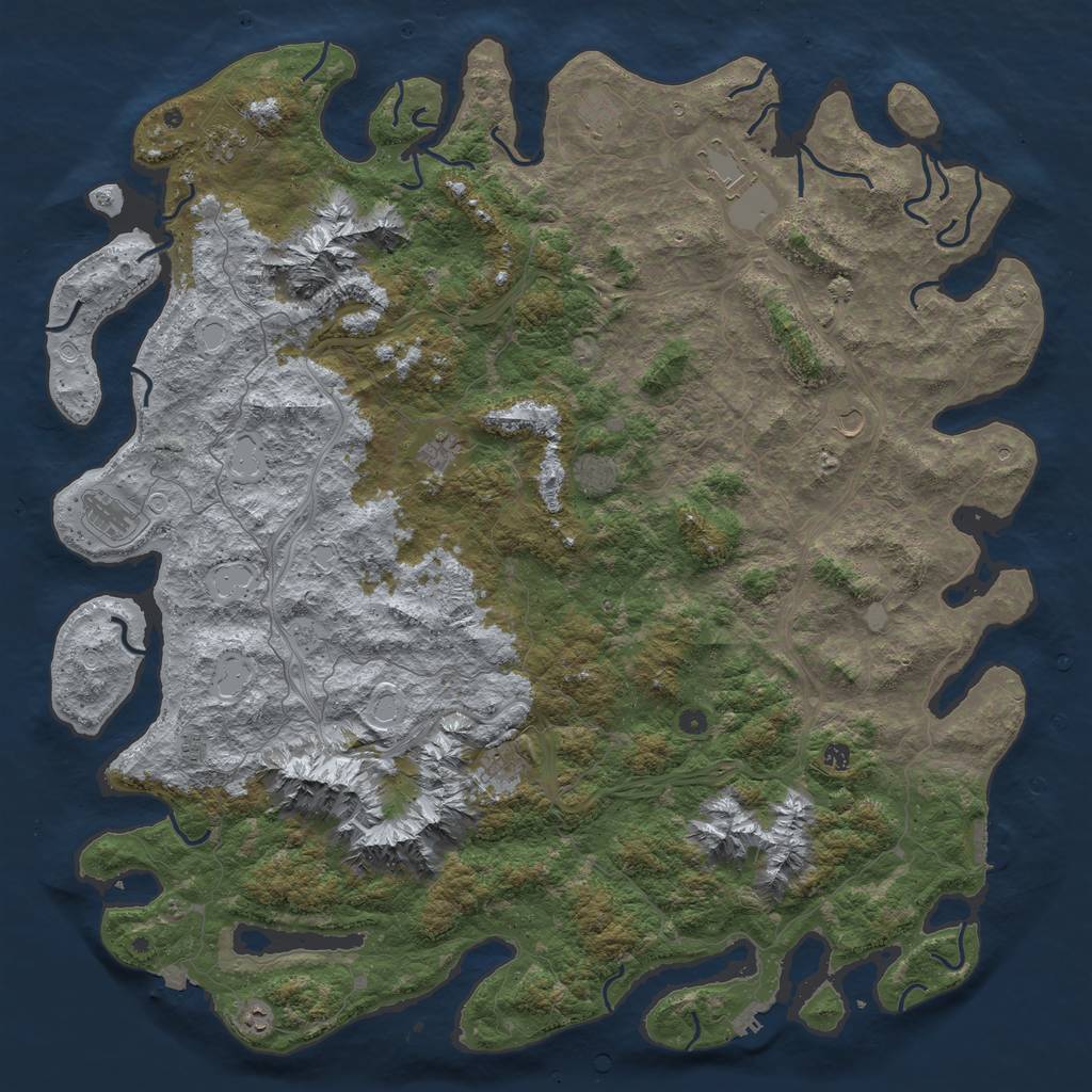 Rust Map: Procedural Map, Size: 6000, Seed: 90001, 19 Monuments