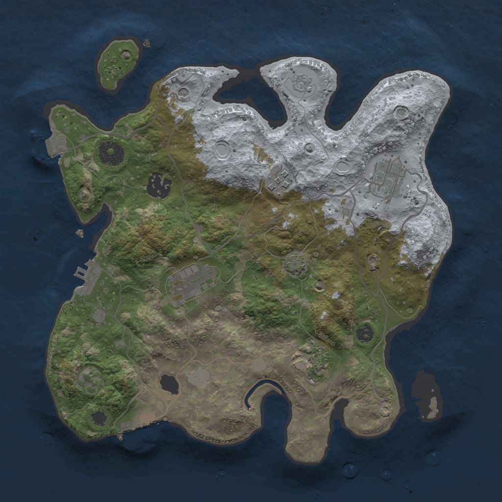 Rust Map: Procedural Map, Size: 3000, Seed: 993502581, 13 Monuments
