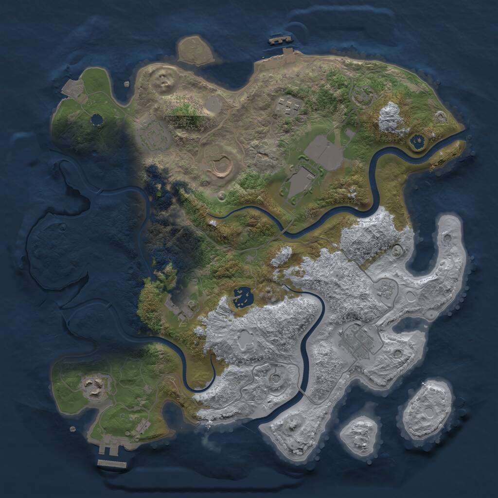 Rust Map: Procedural Map, Size: 3500, Seed: 253838492, 14 Monuments