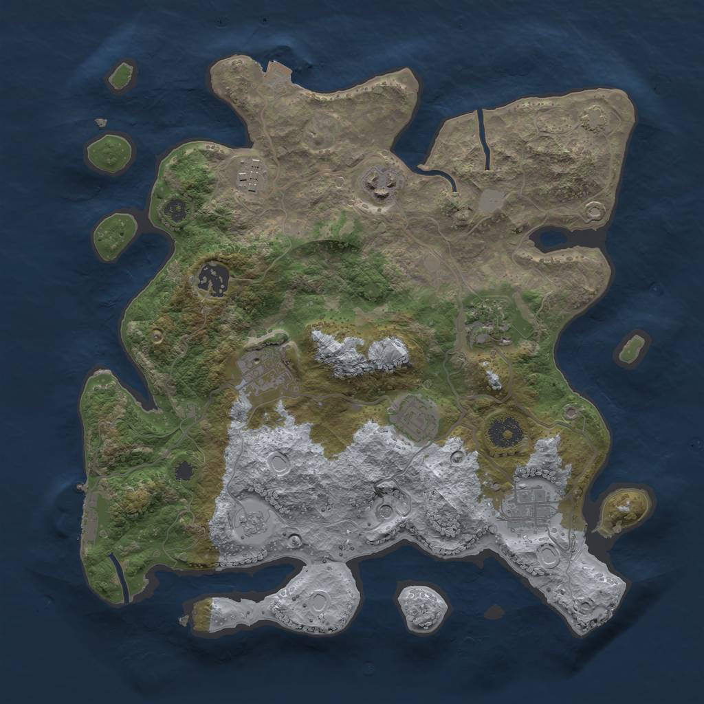 Rust Map: Procedural Map, Size: 3250, Seed: 469151, 14 Monuments