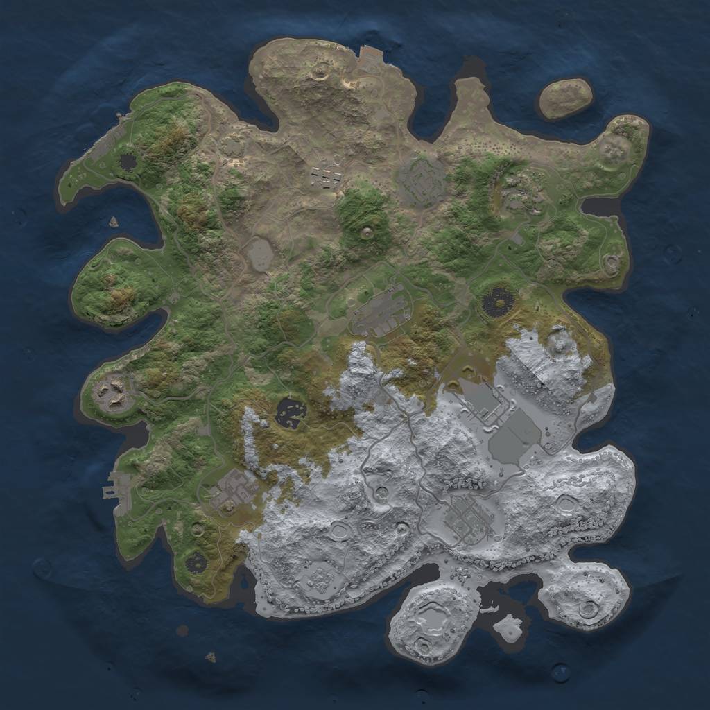 Rust Map: Procedural Map, Size: 3500, Seed: 1338779907, 17 Monuments