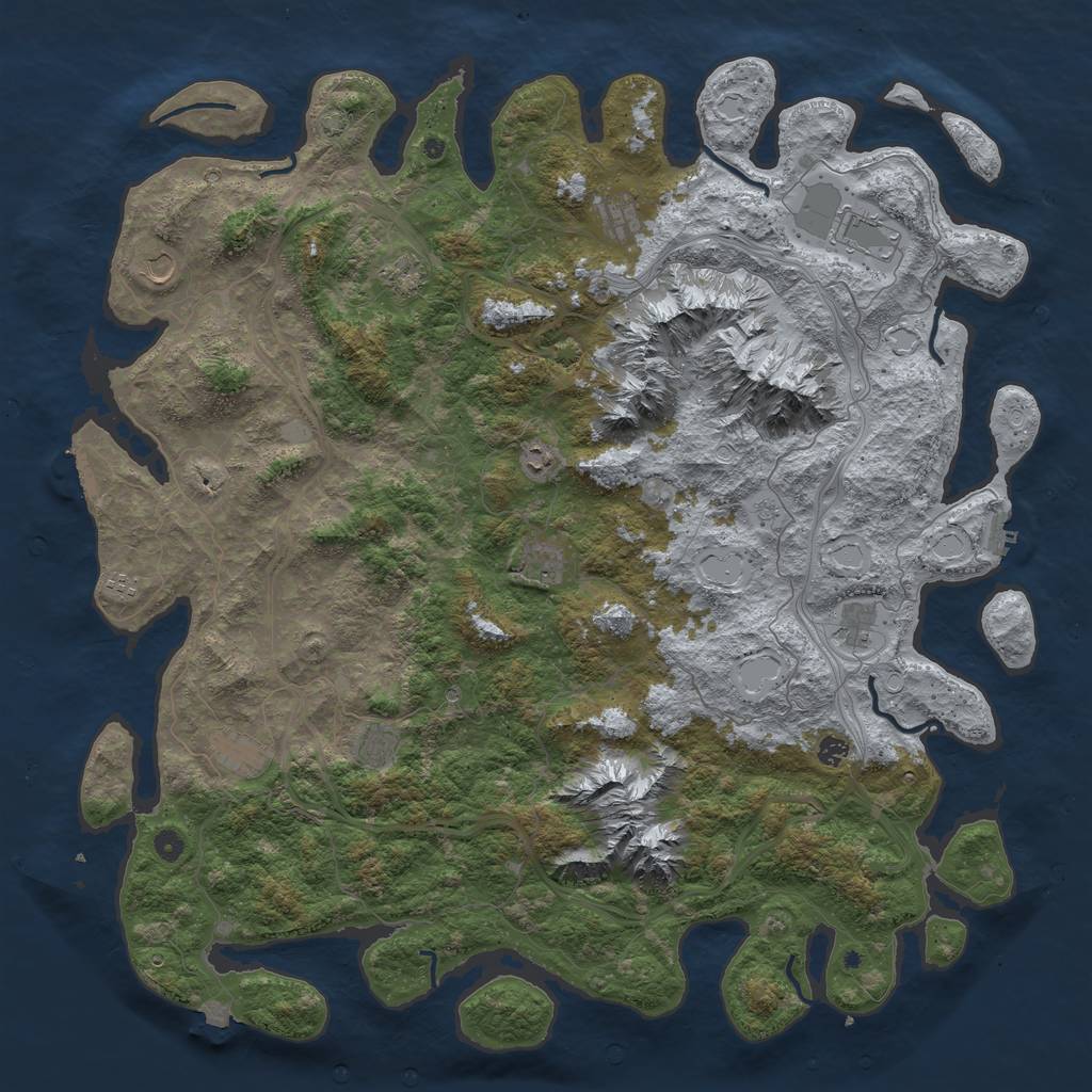 Rust Map: Procedural Map, Size: 5500, Seed: 513744549, 19 Monuments