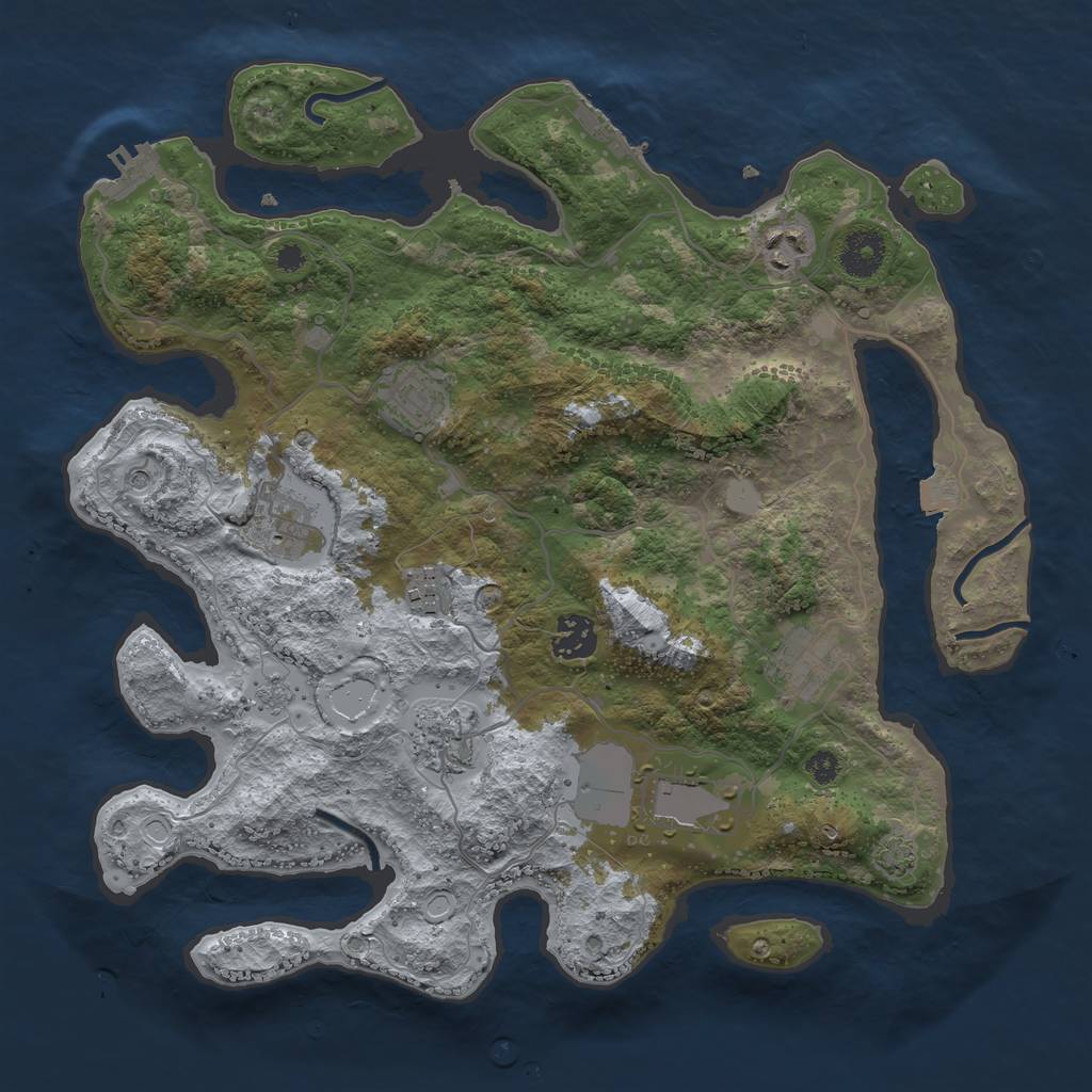 Rust Map: Procedural Map, Size: 3500, Seed: 396238635, 16 Monuments