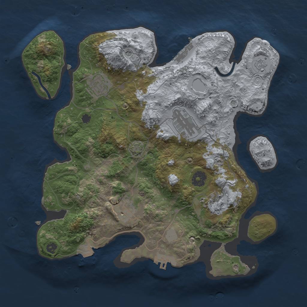 Rust Map: Procedural Map, Size: 3000, Seed: 1470059876, 12 Monuments
