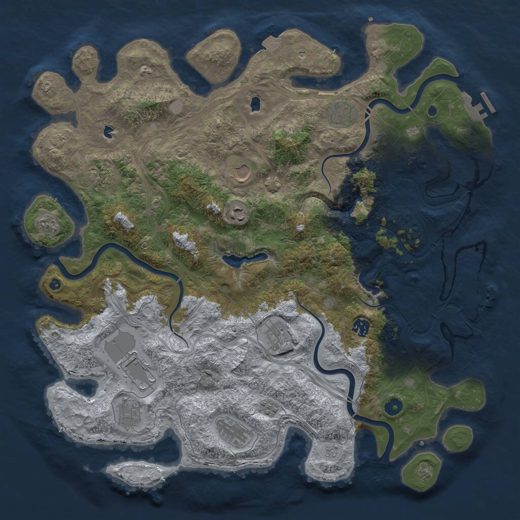 Rust Map: Procedural Map, Size: 4500, Seed: 629534665, 16 Monuments
