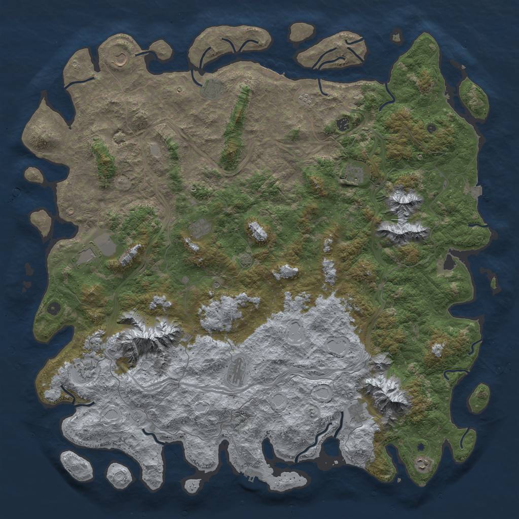 Rust Map: Procedural Map, Size: 6000, Seed: 726400590, 19 Monuments