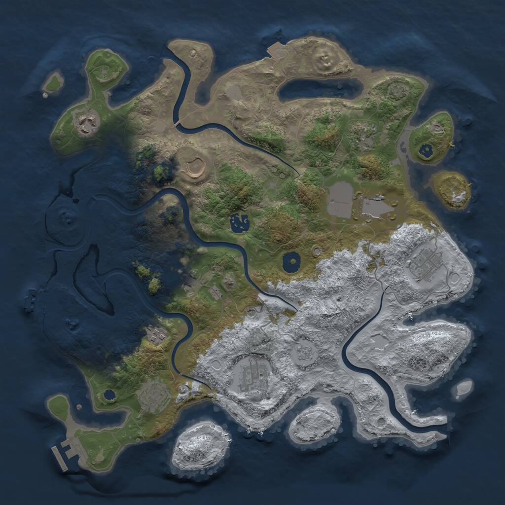 Rust Map: Procedural Map, Size: 3750, Seed: 194455084, 16 Monuments