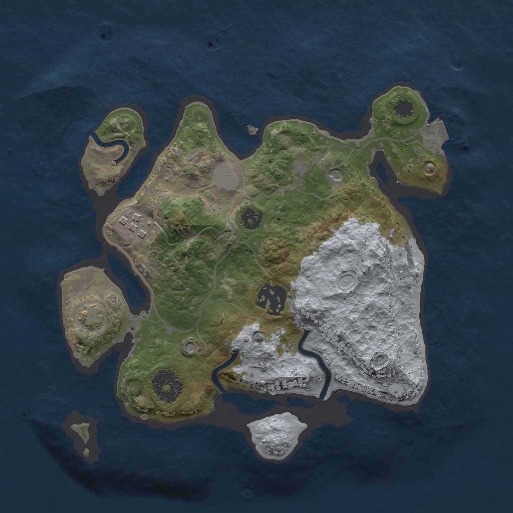 Rust Map: Procedural Map, Size: 2500, Seed: 175618471, 7 Monuments