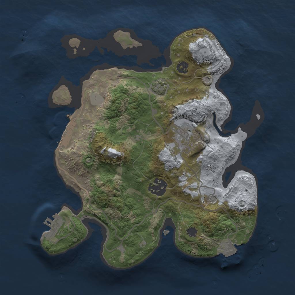 Rust Map: Procedural Map, Size: 2500, Seed: 53022574, 9 Monuments