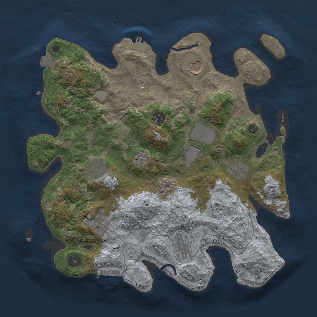 Rust Map: Procedural Map, Size: 3500, Seed: 1454373011, 16 Monuments