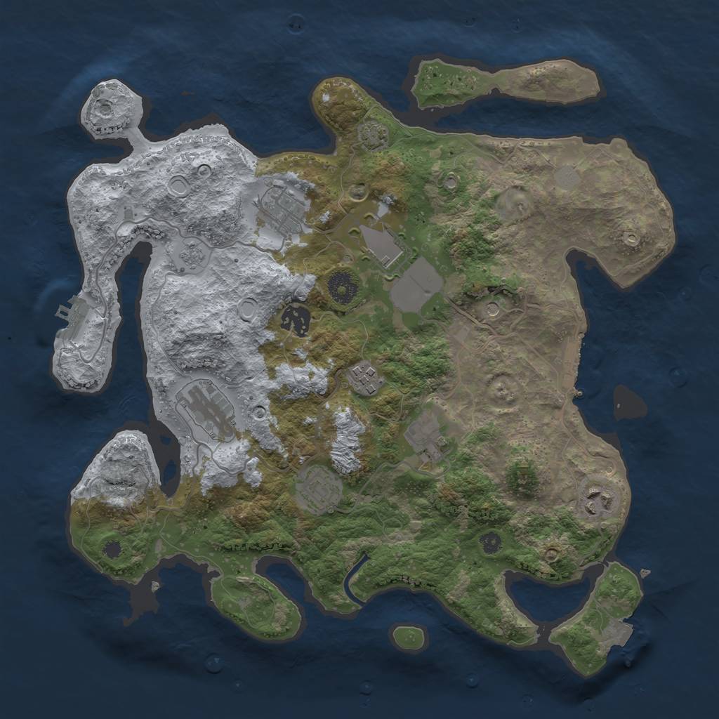 Rust Map: Procedural Map, Size: 3500, Seed: 413424420, 16 Monuments