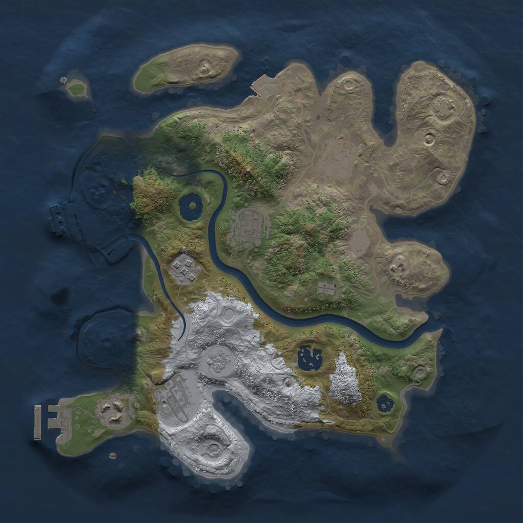 Rust Map: Procedural Map, Size: 3000, Seed: 32532, 12 Monuments