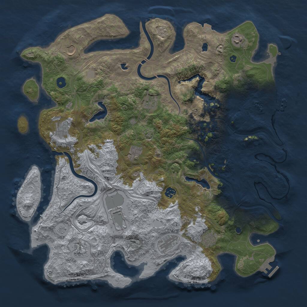 Rust Map: Procedural Map, Size: 4500, Seed: 667338764, 17 Monuments