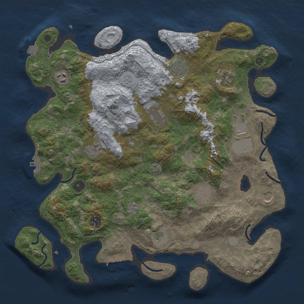 Rust Map: Procedural Map, Size: 4000, Seed: 695532626, 19 Monuments