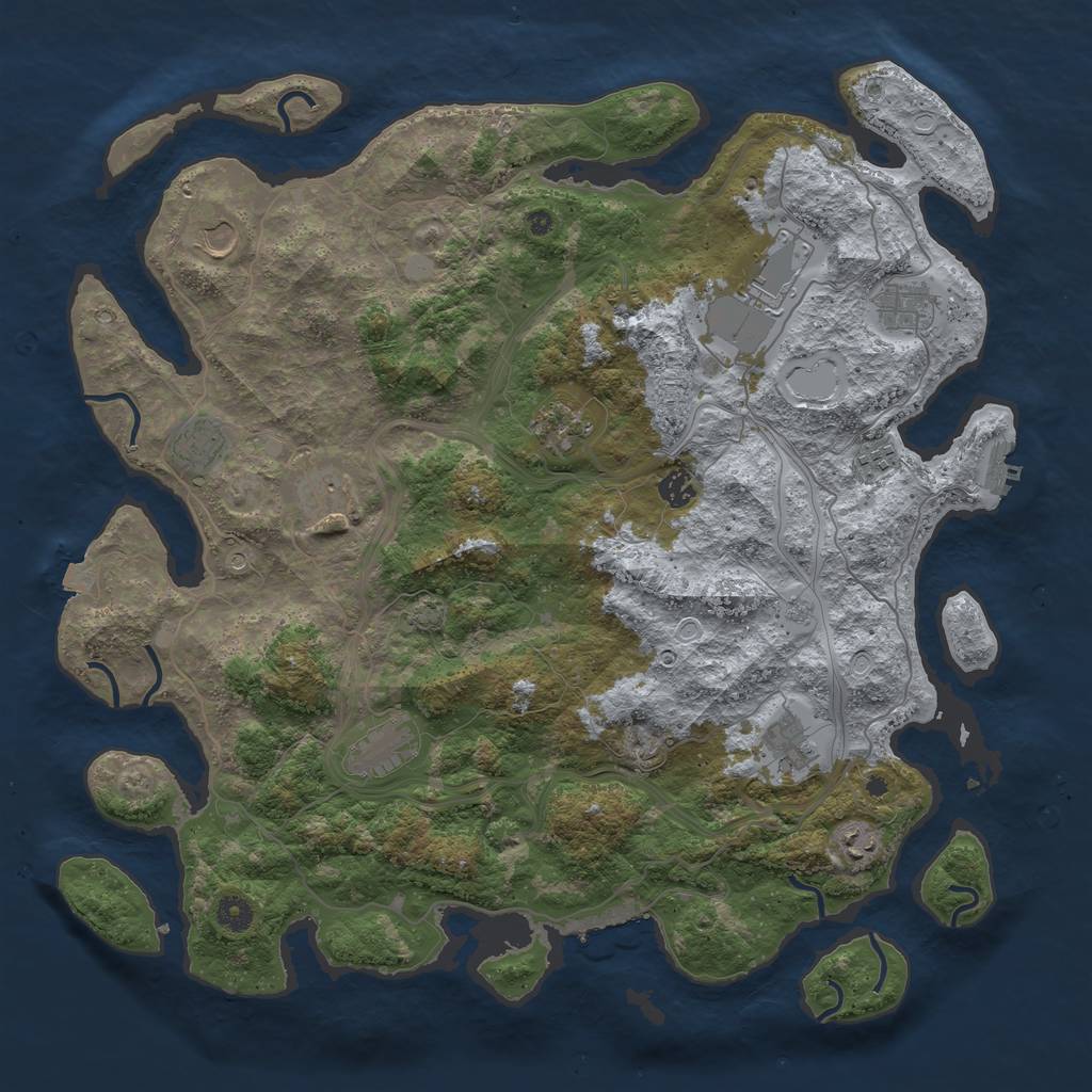 Rust Map: Procedural Map, Size: 4500, Seed: 182710842, 19 Monuments