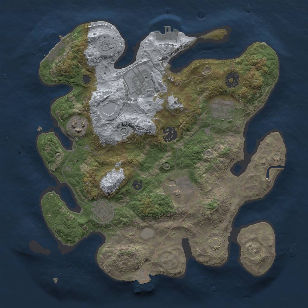 Rust Map: Procedural Map, Size: 3000, Seed: 1740383356, 14 Monuments