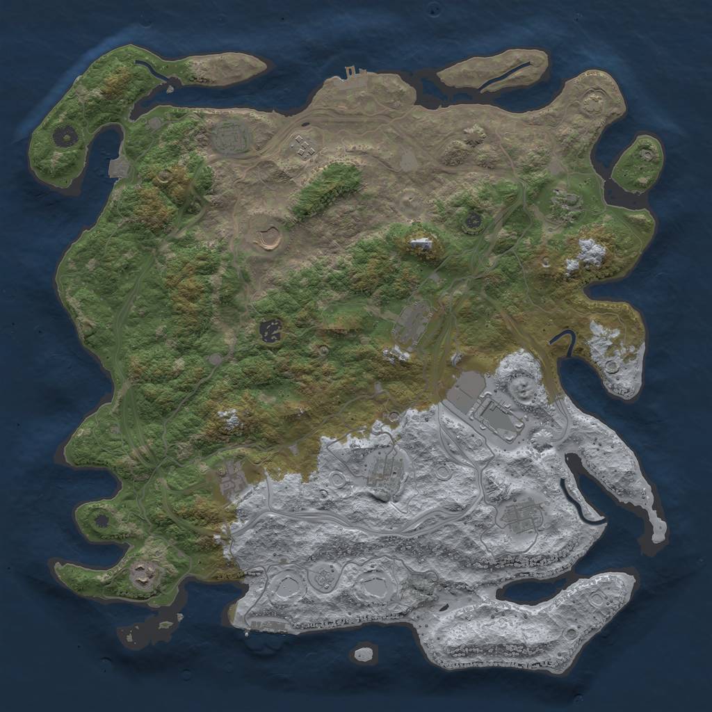 Rust Map: Procedural Map, Size: 4550, Seed: 7438081, 19 Monuments