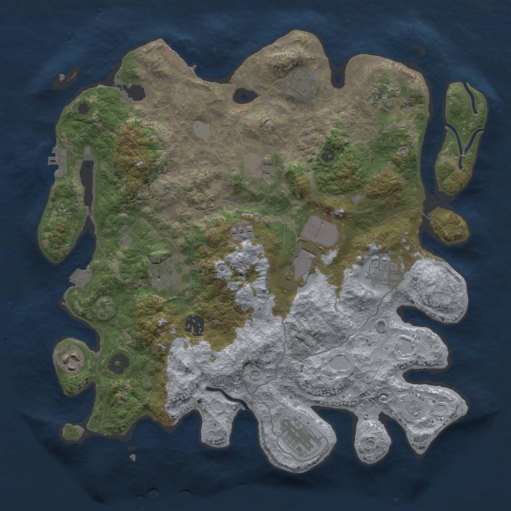 Rust Map: Procedural Map, Size: 3750, Seed: 710155124, 18 Monuments