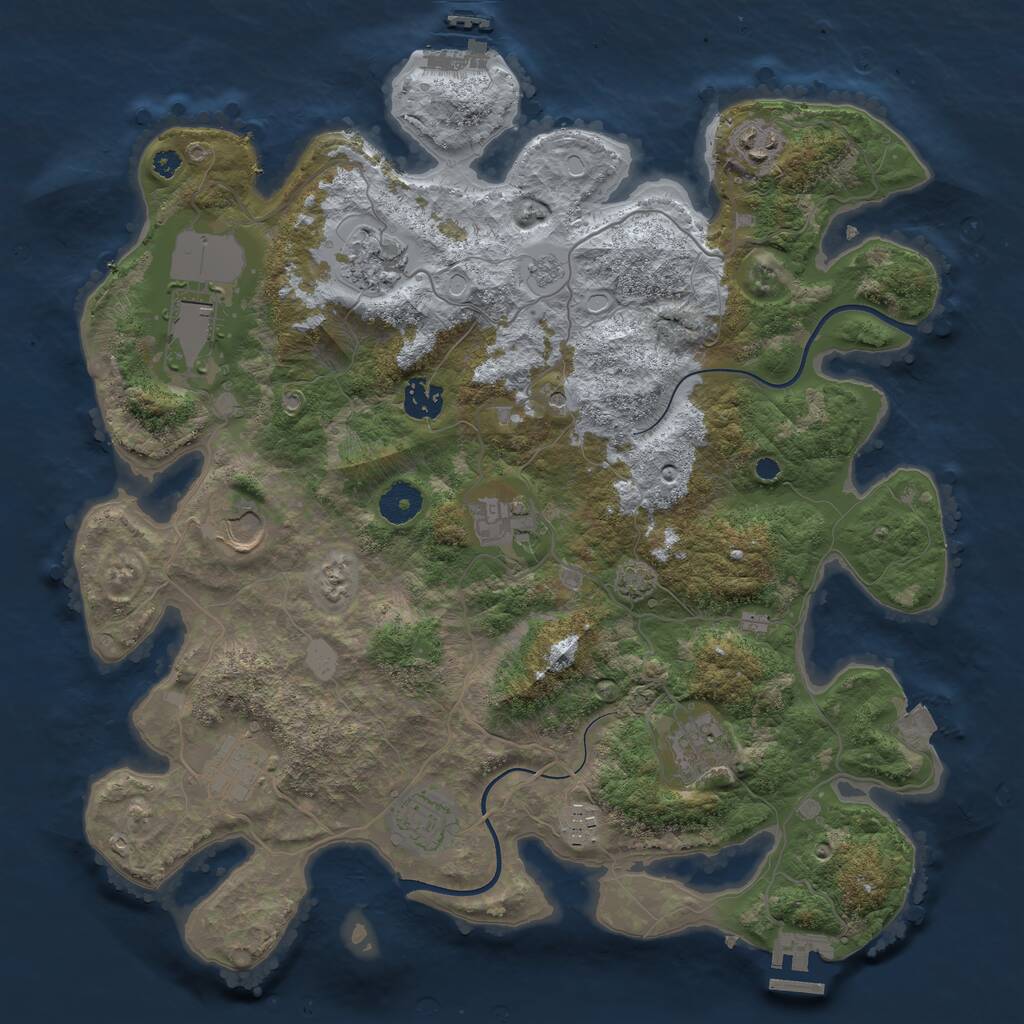 Rust Map: Procedural Map, Size: 3750, Seed: 963126121, 16 Monuments