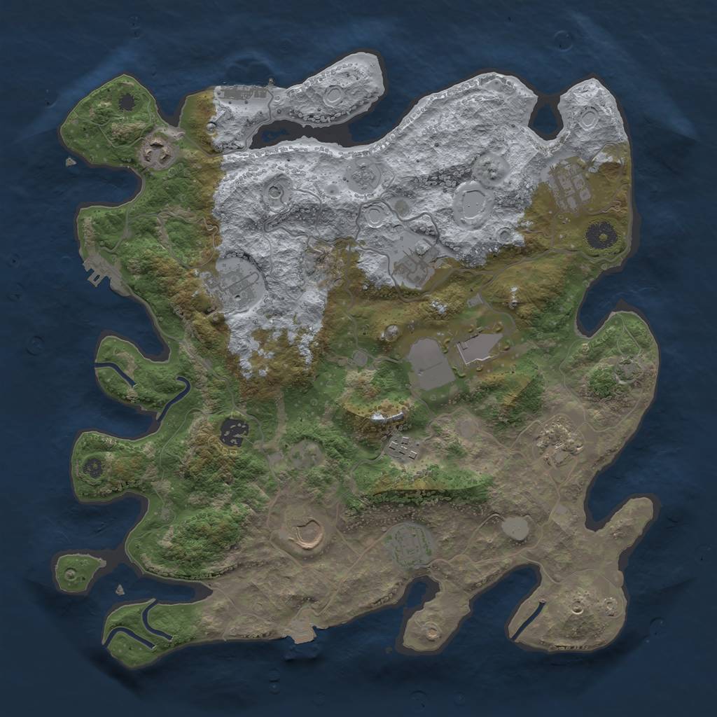 Rust Map: Procedural Map, Size: 3700, Seed: 498937720, 18 Monuments