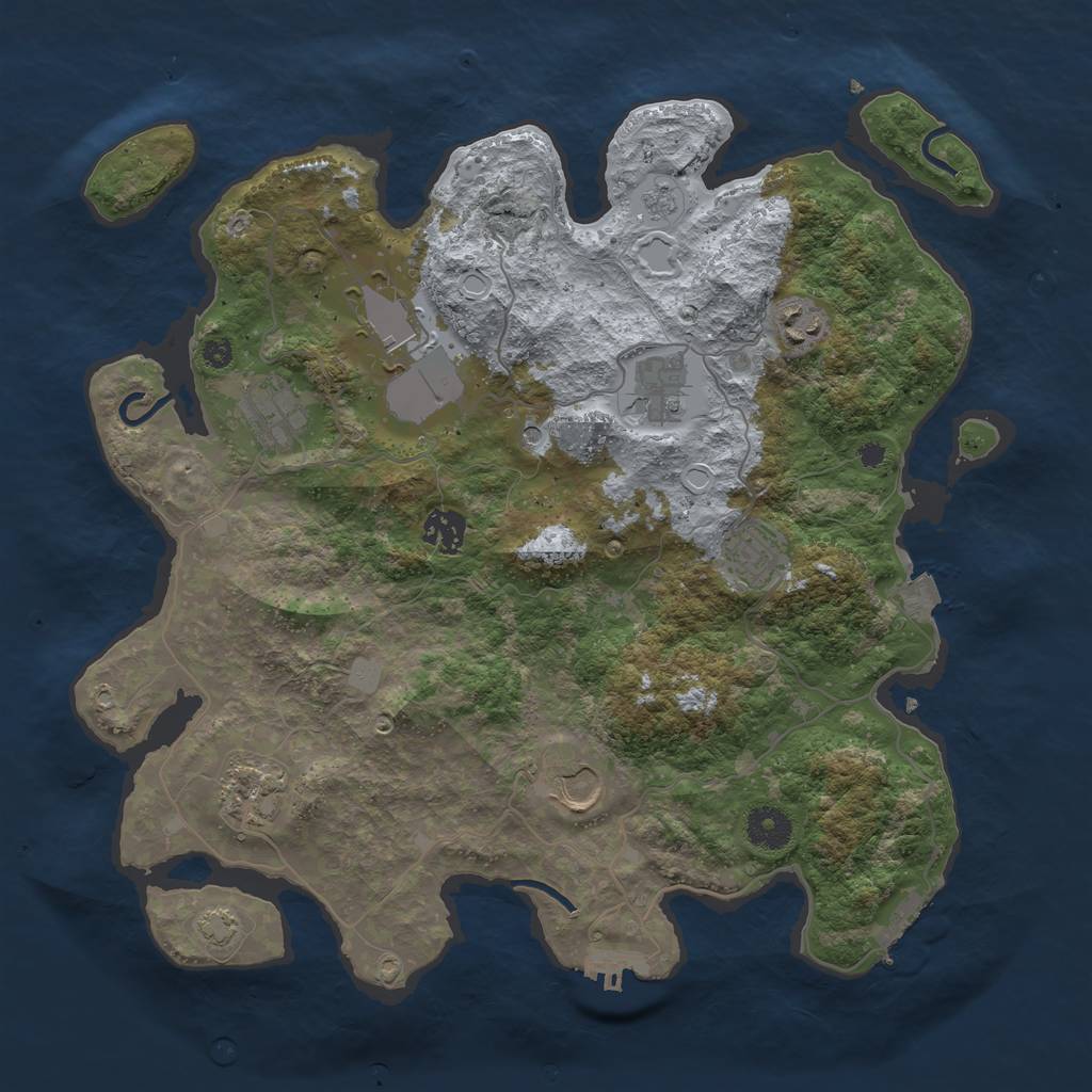 Rust Map: Procedural Map, Size: 3700, Seed: 4473850, 16 Monuments