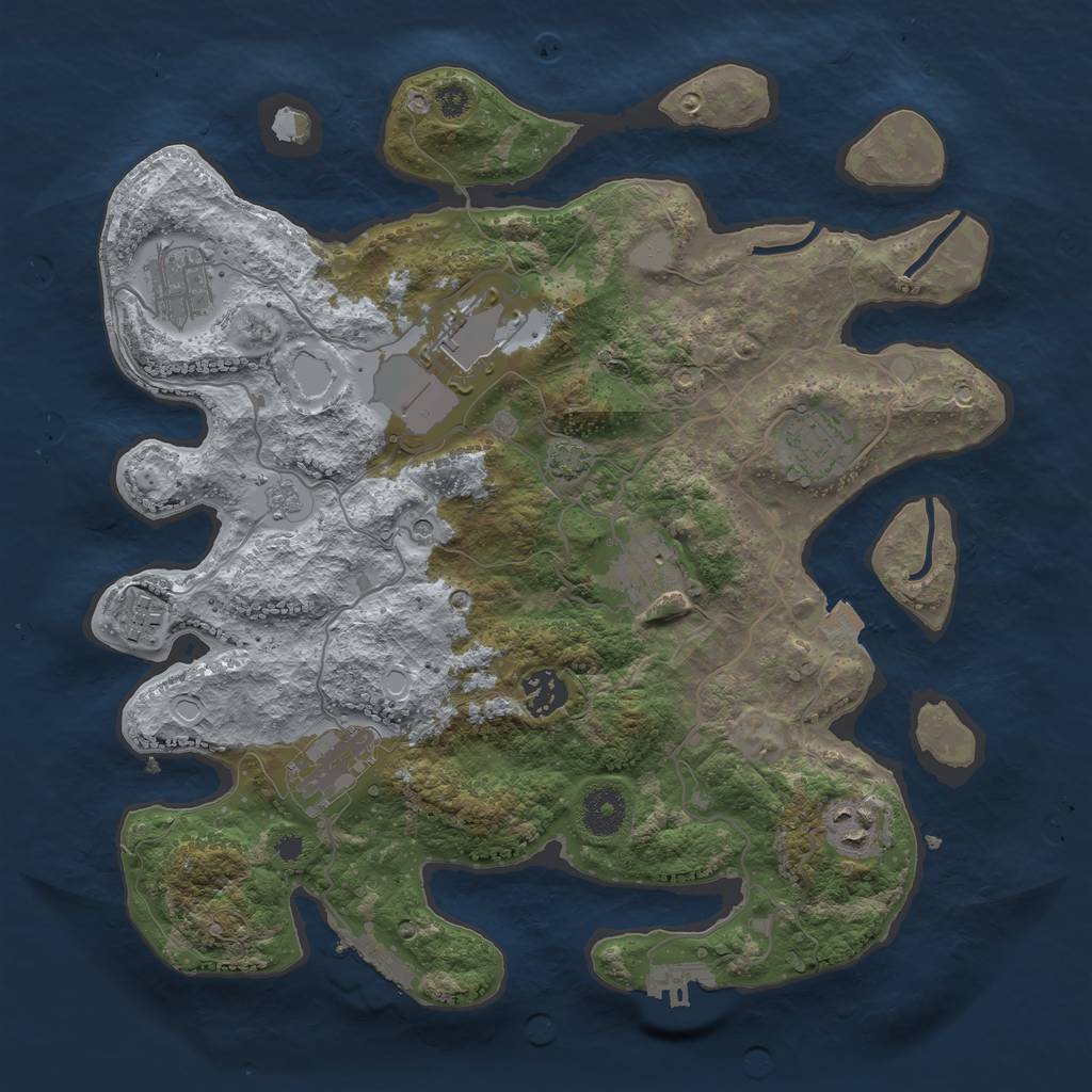 Rust Map: Procedural Map, Size: 3500, Seed: 9023739, 16 Monuments