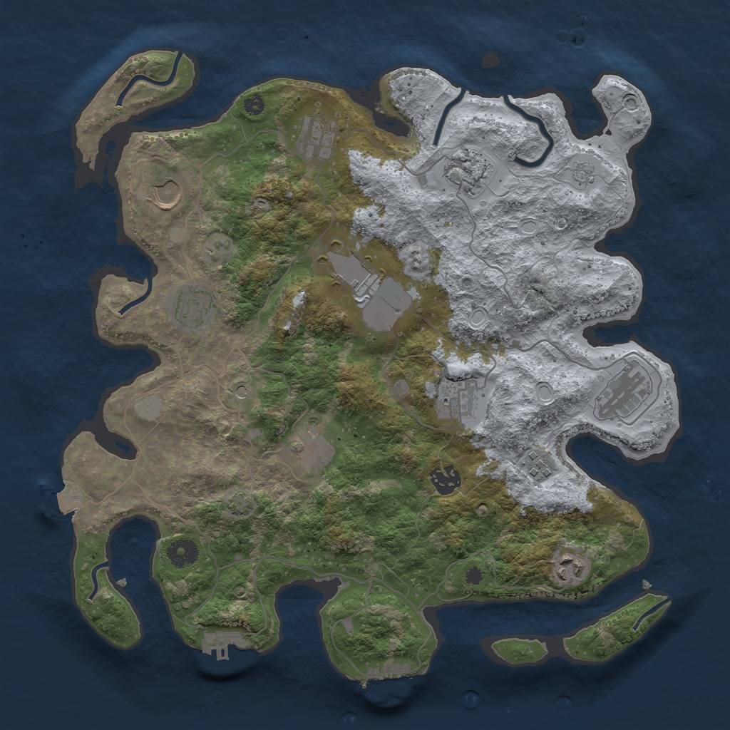 Rust Map: Procedural Map, Size: 3700, Seed: 72174833, 19 Monuments