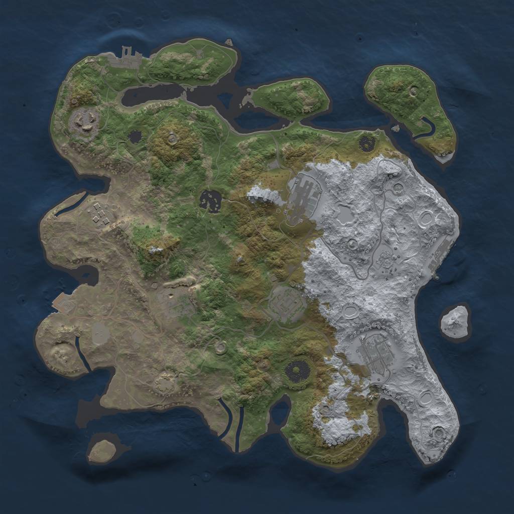 Rust Map: Procedural Map, Size: 3300, Seed: 828279580, 15 Monuments