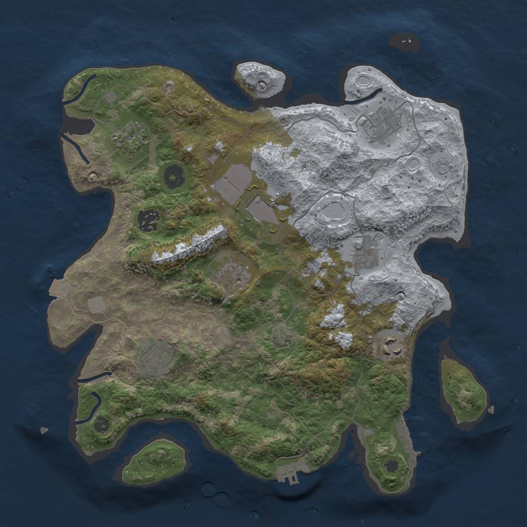 Rust Map: Procedural Map, Size: 3500, Seed: 884869925, 16 Monuments