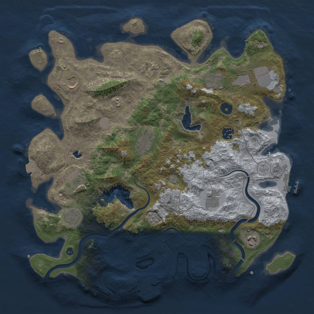 Rust Map: Procedural Map, Size: 4000, Seed: 1826897346, 17 Monuments