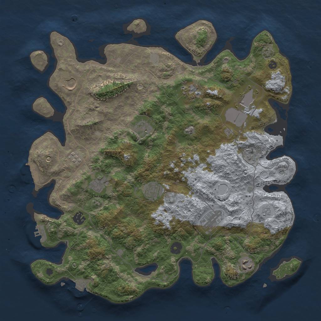 Rust Map: Procedural Map, Size: 4000, Seed: 1826897346, 18 Monuments