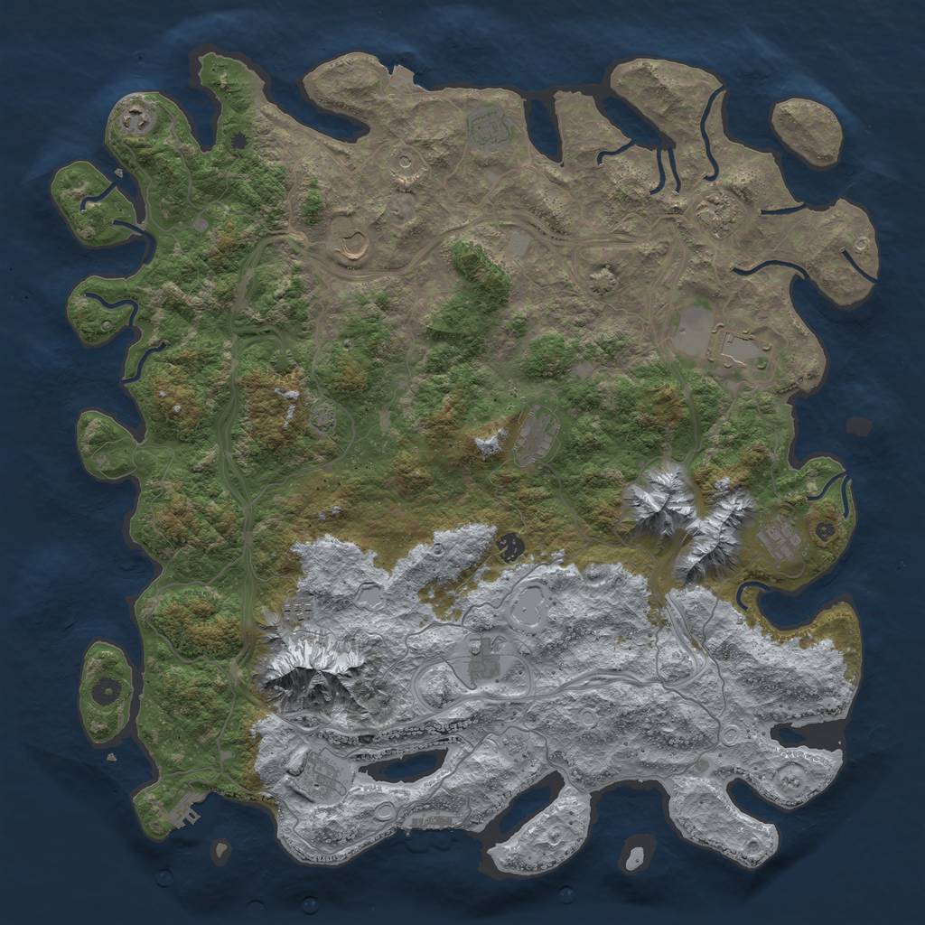 Rust Map: Procedural Map, Size: 5000, Seed: 2354, 19 Monuments