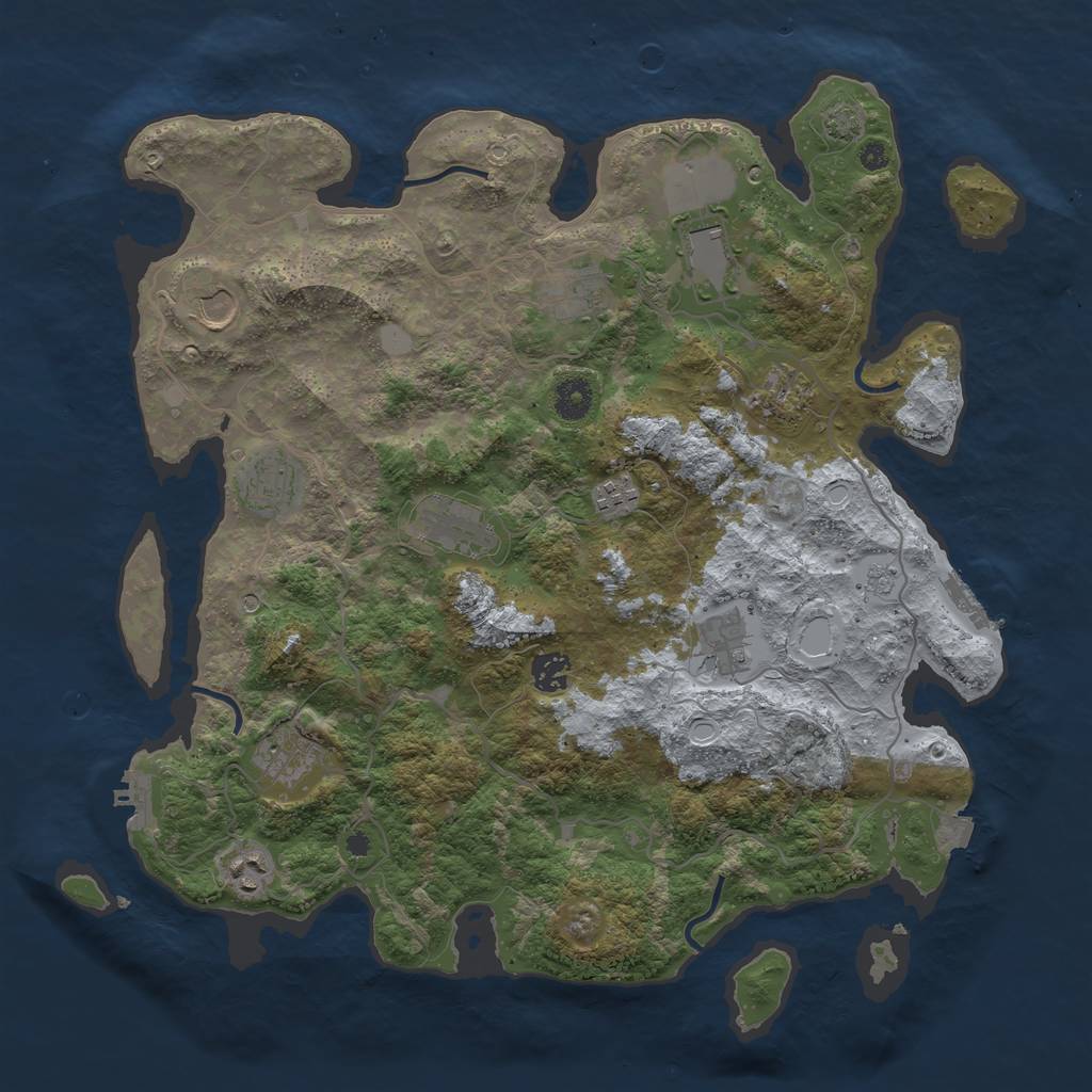 Rust Map: Procedural Map, Size: 4000, Seed: 485481, 19 Monuments