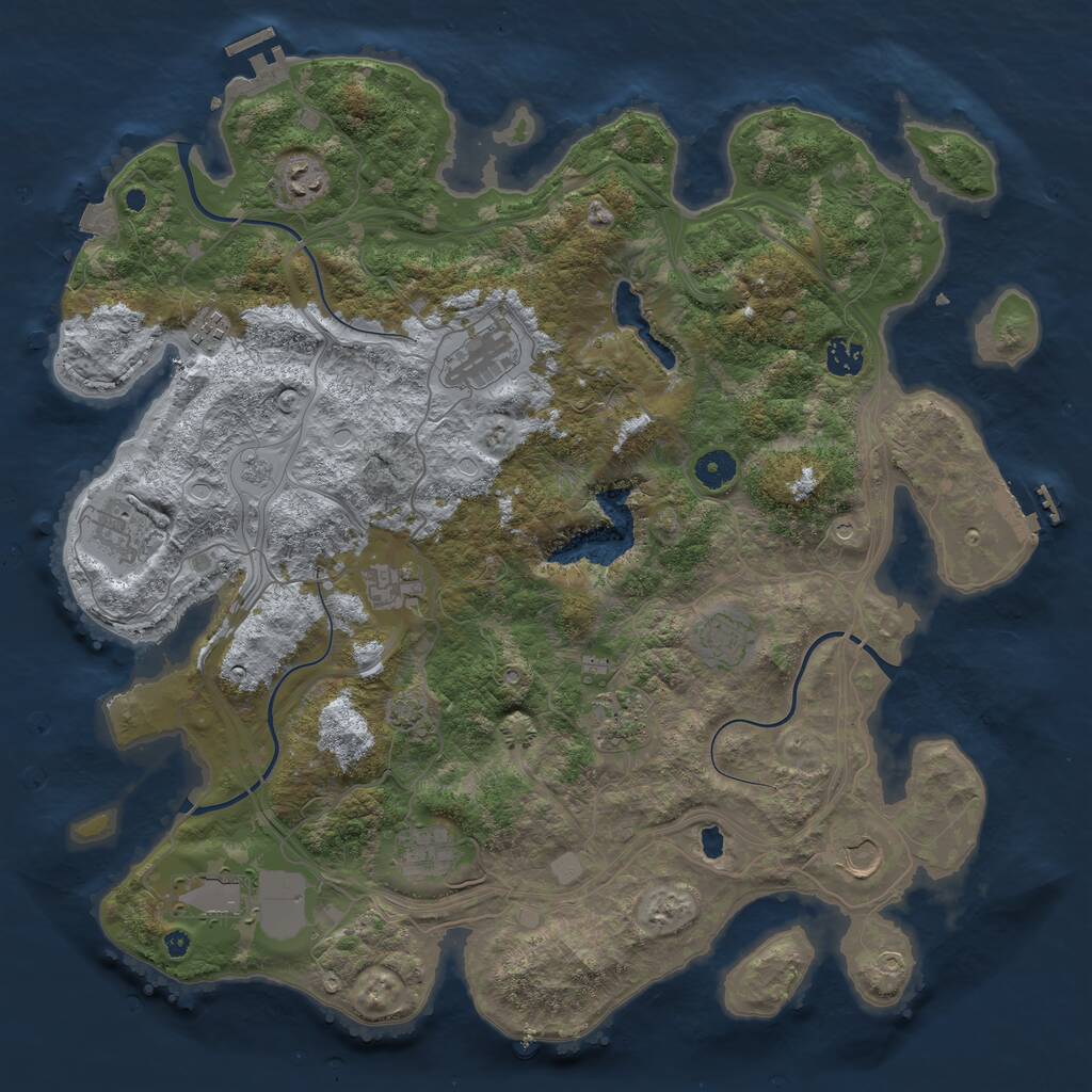 Rust Map: Procedural Map, Size: 4250, Seed: 1378525530, 17 Monuments