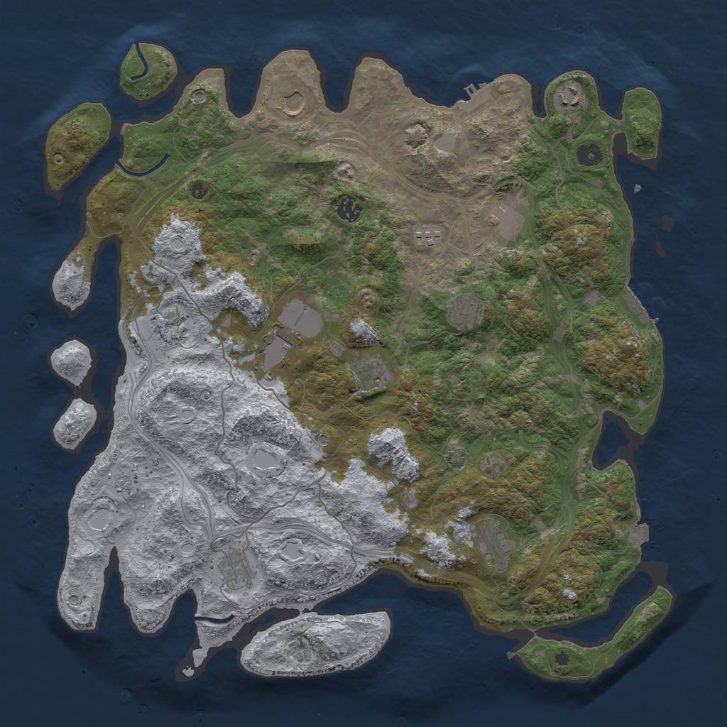 Rust Map: Procedural Map, Size: 4500, Seed: 1480160041, 19 Monuments