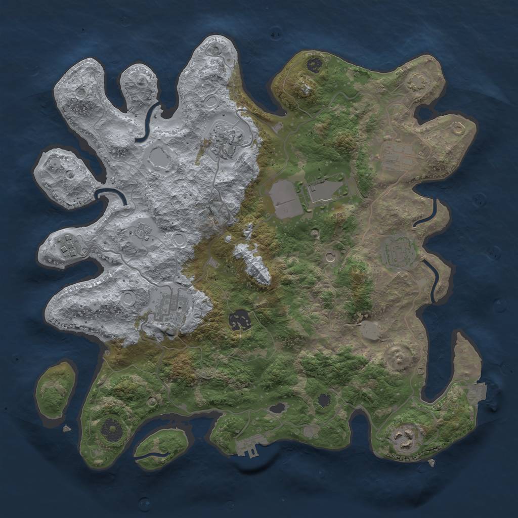 Rust Map: Procedural Map, Size: 3500, Seed: 346436363, 15 Monuments