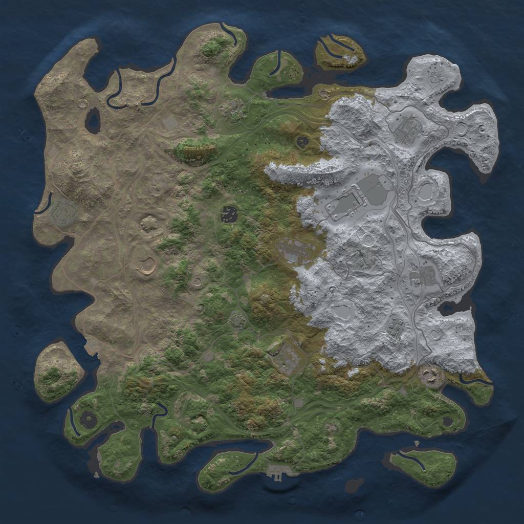 Rust Map: Procedural Map, Size: 4500, Seed: 650741678, 18 Monuments