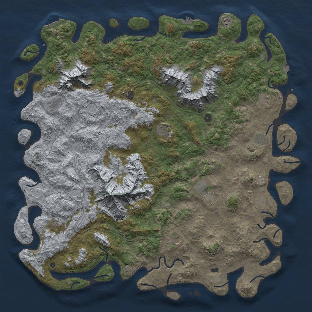 Rust Map: Procedural Map, Size: 6000, Seed: 85114514, 19 Monuments