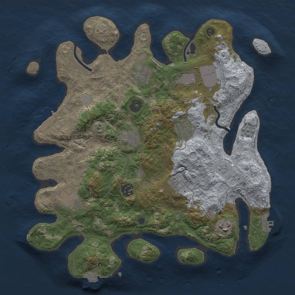 Rust Map: Procedural Map, Size: 3500, Seed: 1594741570, 16 Monuments