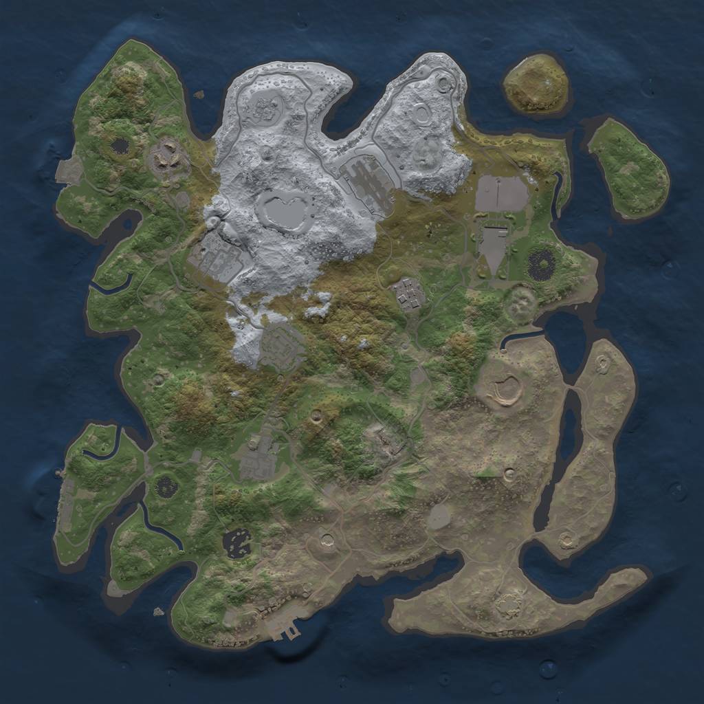 Rust Map: Procedural Map, Size: 3500, Seed: 2144758158, 17 Monuments