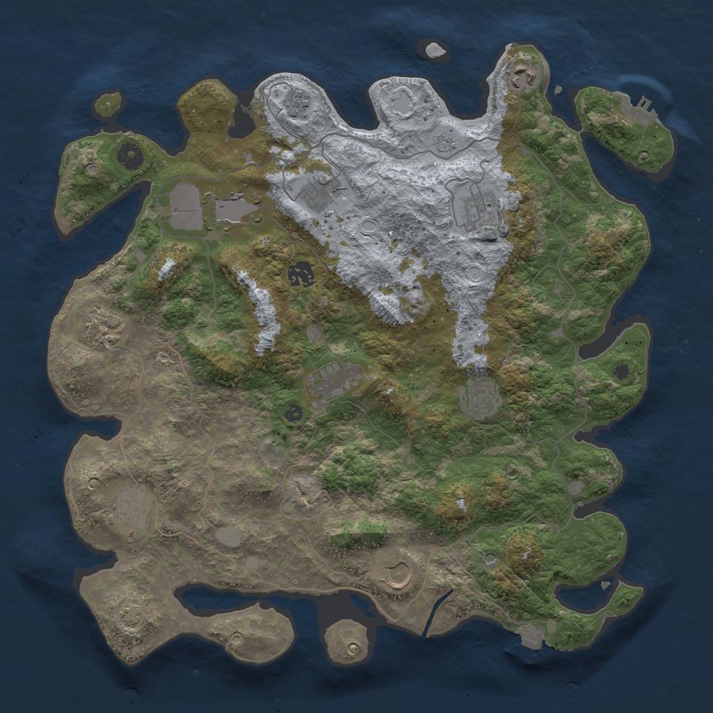 Rust Map: Procedural Map, Size: 4000, Seed: 921713814, 18 Monuments
